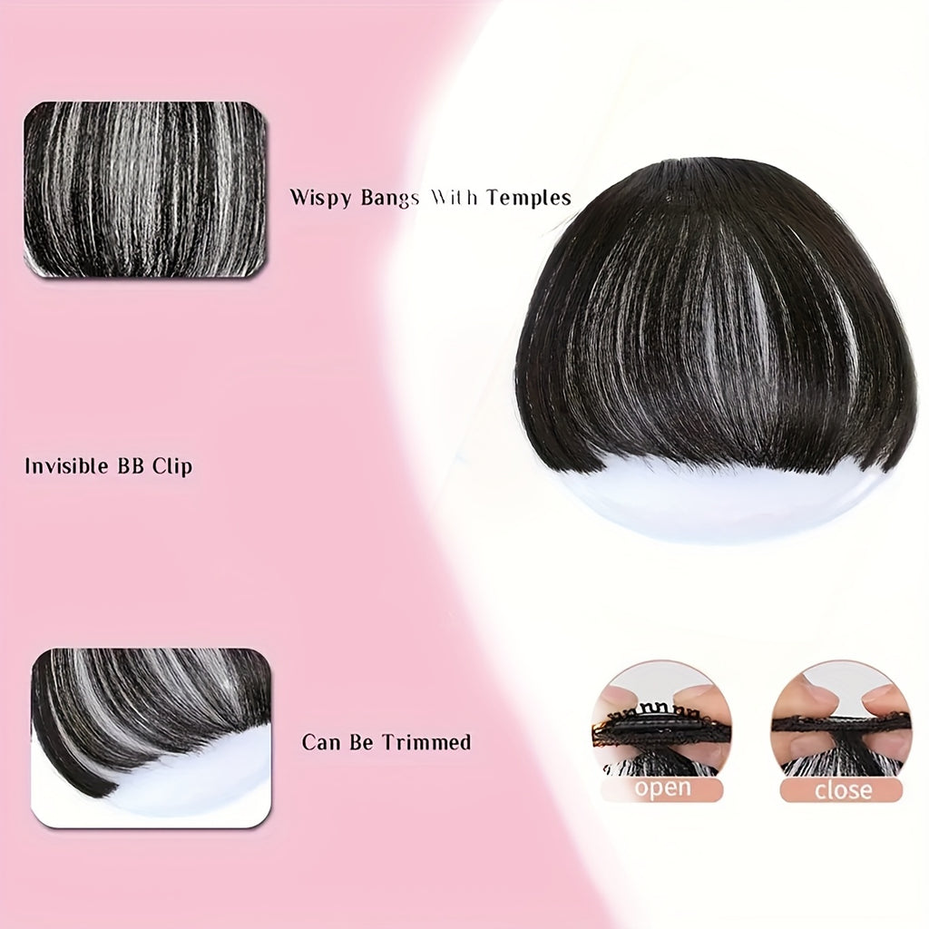 Women'S Synthetic Straight Bangs Hairpiece - Natural-Looking Air Bangs for Short Hair, Easy Clip-In Styling Accessory, Perfect for Everyday or Special Occasions, Hair Accessories, Versatile Hairpiece, Sleek Hairpiece, Secure Fit Hairpiece