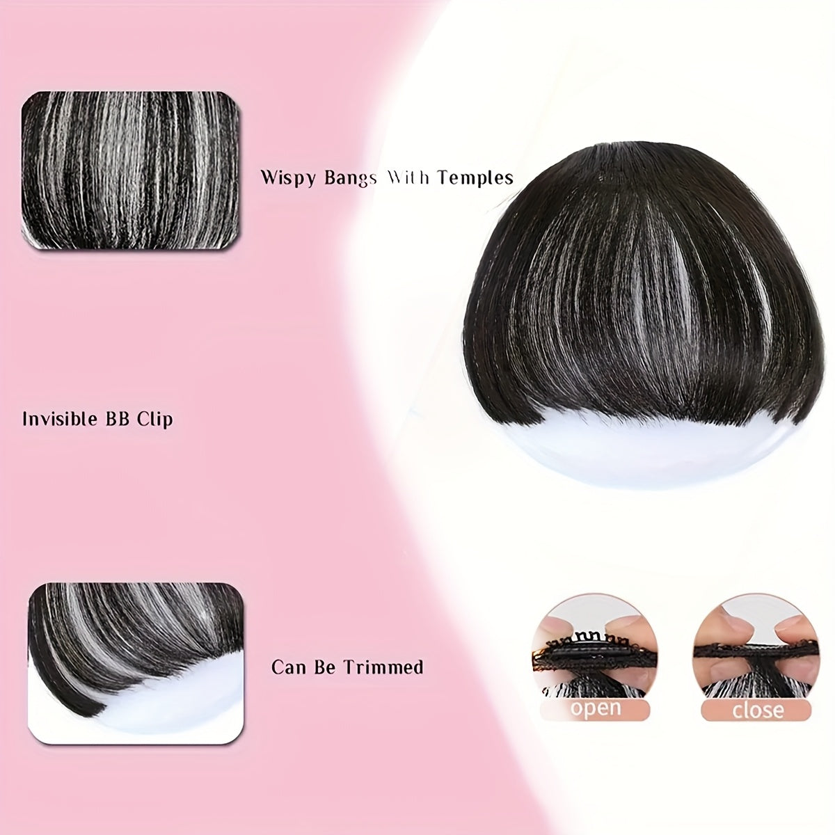 Women'S Synthetic Straight Bangs Hairpiece - Natural-Looking Air Bangs for Short Hair, Easy Clip-In Styling Accessory, Perfect for Everyday or Special Occasions, Hair Accessories, Versatile Hairpiece, Sleek Hairpiece, Secure Fit Hairpiece