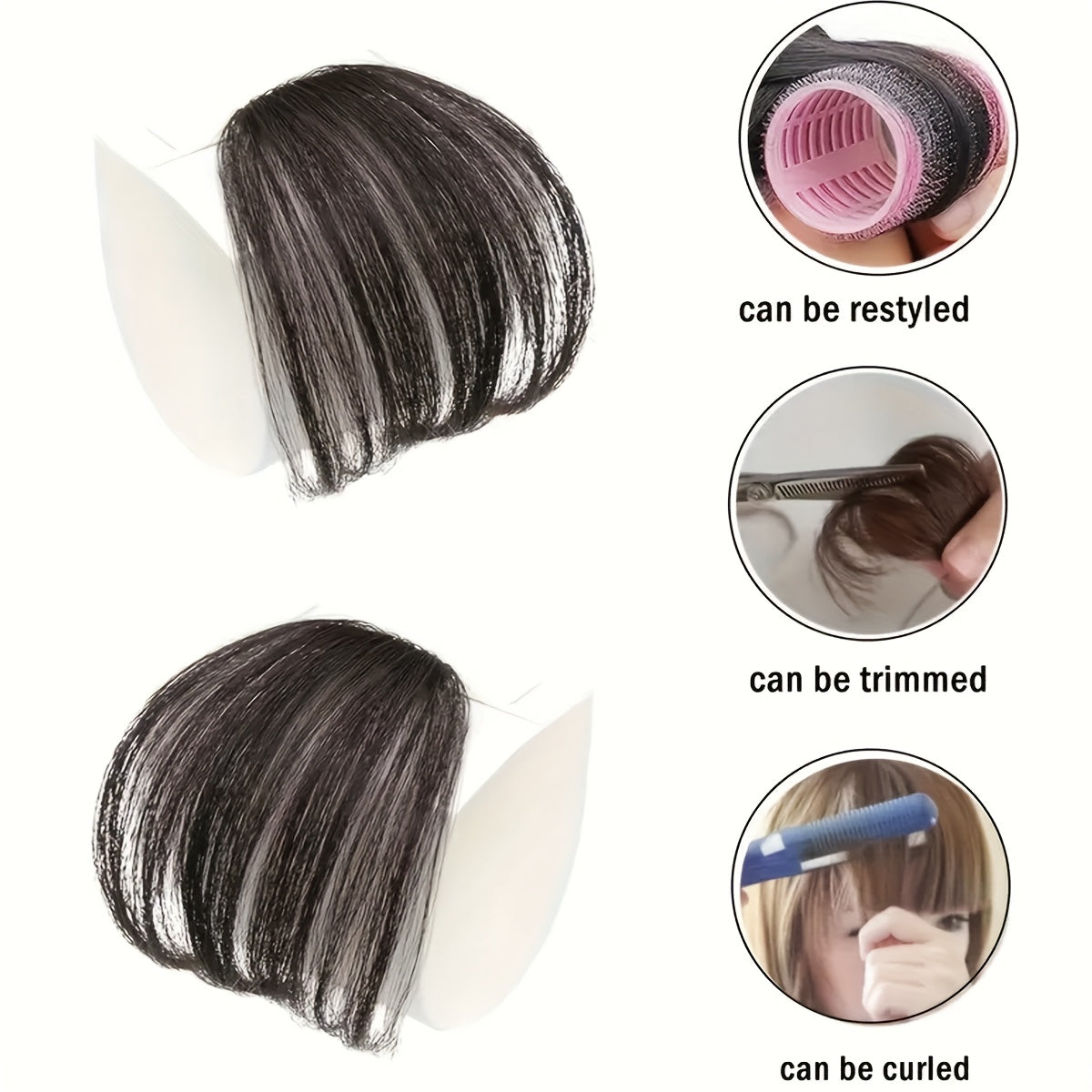 Women'S Synthetic Straight Bangs Hairpiece - Natural-Looking Air Bangs for Short Hair, Easy Clip-In Styling Accessory, Perfect for Everyday or Special Occasions, Hair Accessories, Versatile Hairpiece, Sleek Hairpiece, Secure Fit Hairpiece