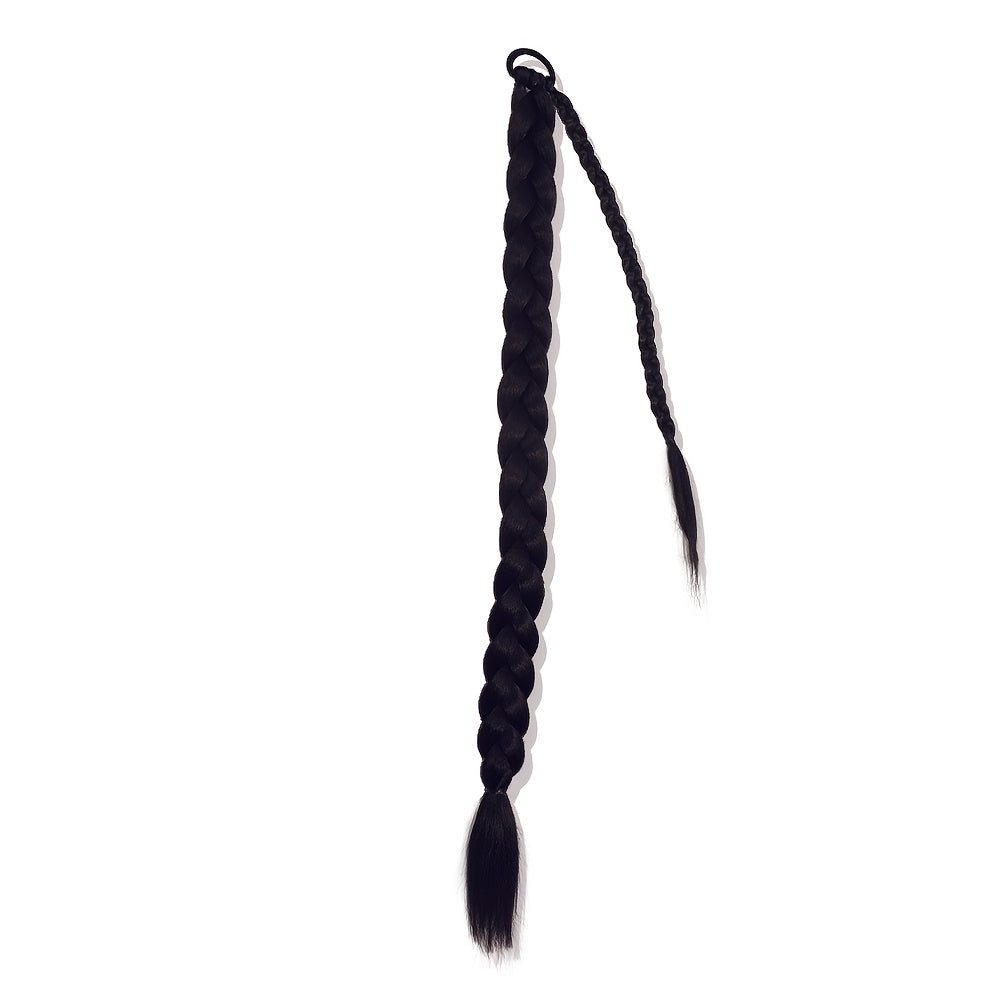 Women'S Synthetic Ponytail Extensions - Basics Style Straight Hair, Elastic Band Braids, Multiple Lengths (45.72/66.04/76.2 cm), Versatile for Christmas Wear