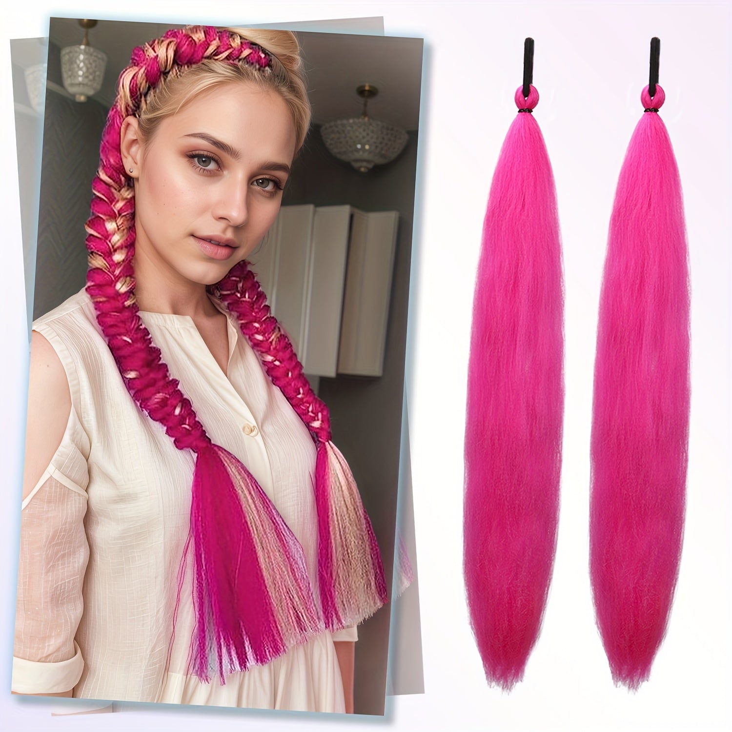 2 Pack Blue Gradient Synthetic Ponytail Extensions with Elastic Tie Band - Realistic Straight Hairpieces for Women & Girls, Cosplay, Dress Up, Hair Wigs, Hair Accessories, Stylish Hair Accessory, Secure Fit Hairpiece