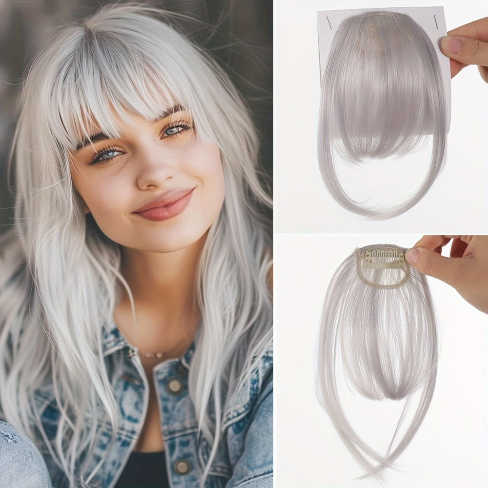 Women's Synthetic Straight Hair Clip-In Air Bangs – Light Invisible Hairpiece with One Clip, Heat Resistant Wig Accessory, Easy to Wear and Suitable for All - Basics Collection