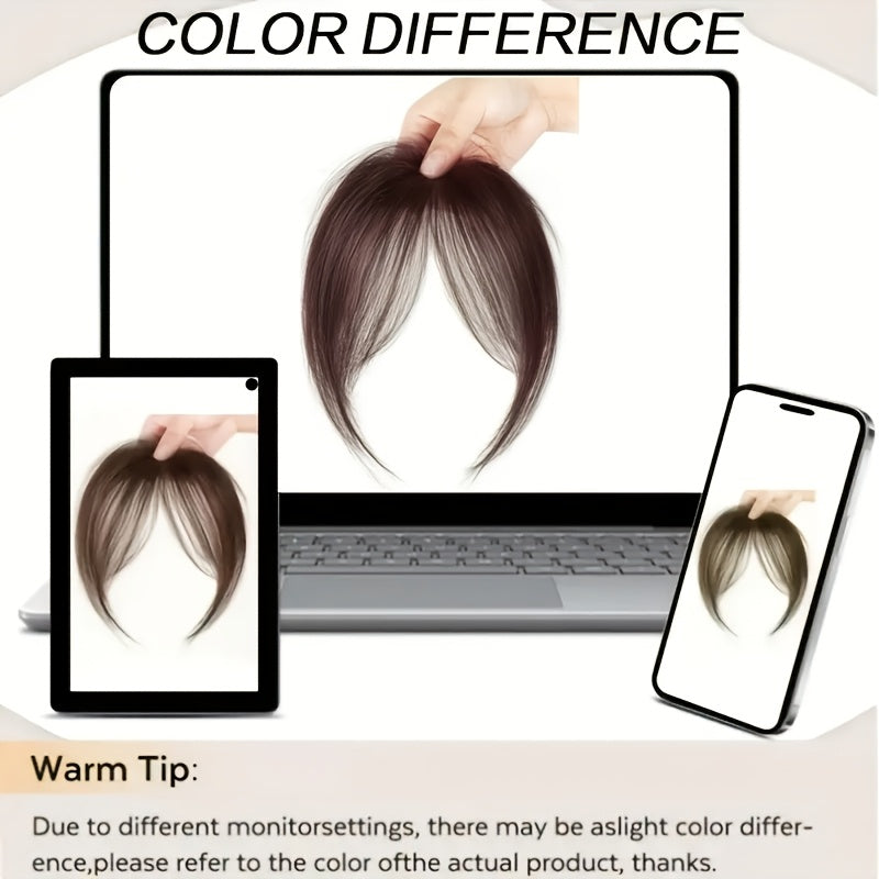 1pc Women's Elegant Natural Black & Deep Brown Clip-In Bangs, Loose Curly High-Temperature Synthetic Hairpiece, Voluminous Side Fringe for Parties & Daily Outings, Party Hair Accessory | Side Bangs Piece | Natural Look Hairpiece