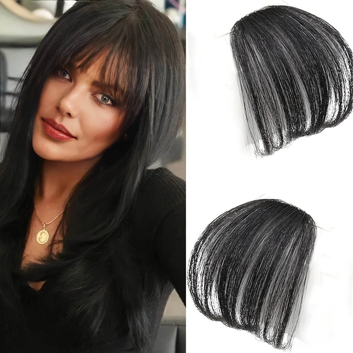 Women'S Synthetic Straight Bangs Hairpiece - Natural-Looking Air Bangs for Short Hair, Easy Clip-In Styling Accessory, Perfect for Everyday or Special Occasions, Hair Accessories, Versatile Hairpiece, Sleek Hairpiece, Secure Fit Hairpiece