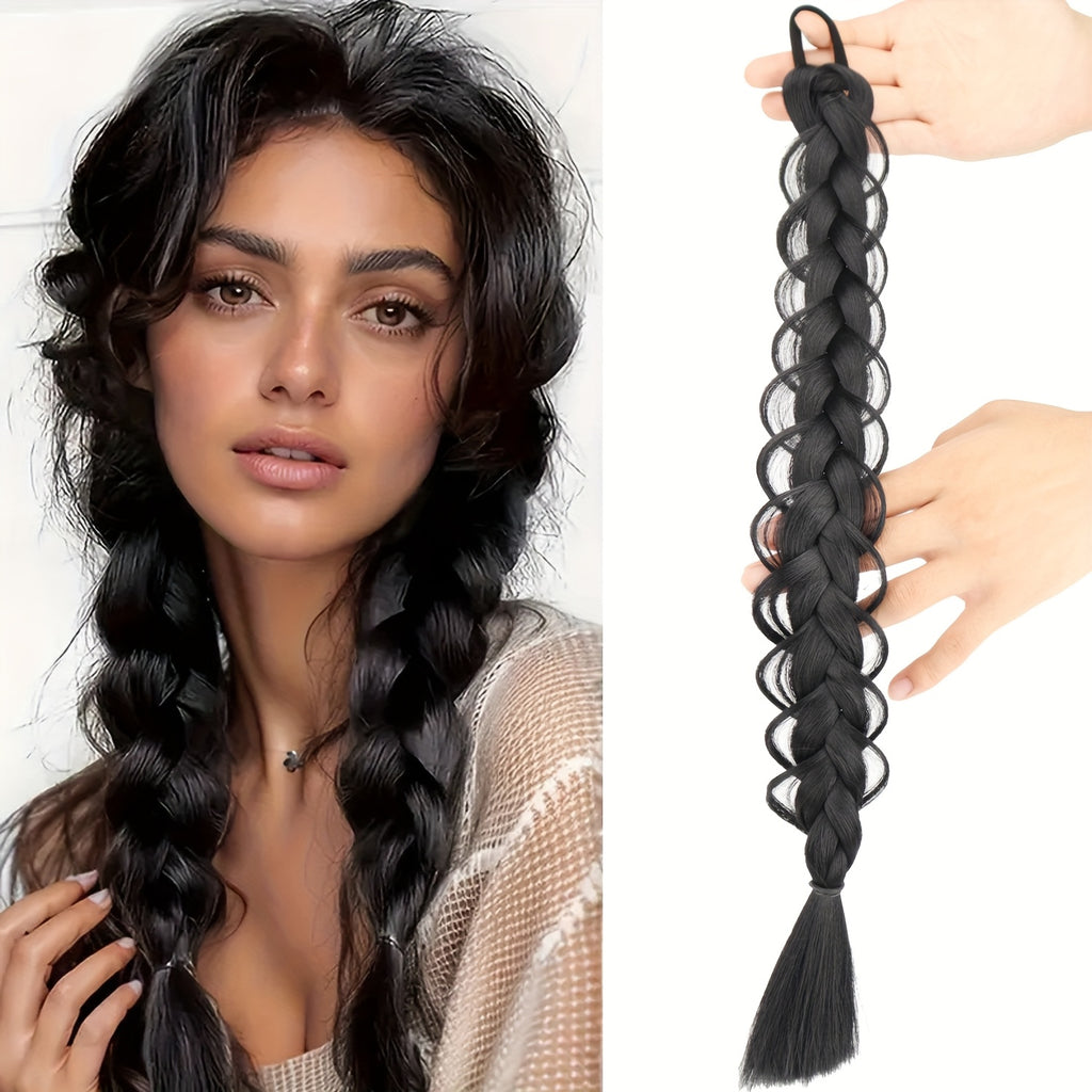 MERISIHAIR 40.64cm Braided Ponytail Hair Extension with Elastic Band - Synthetic Straight Hair for Women, Natural Look & Easy Maintenance, Perfect for Halloween, Parties, And Everyday Style, Ponytail Hair Extensions, Party Hairpiece, Secure Fit Hairpiece