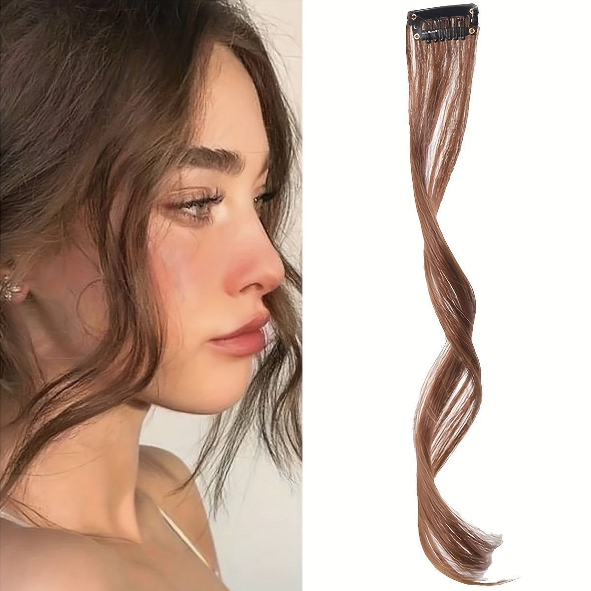 1pc Elegant Curly Wave Synthetic Side Bangs for Women, Clip-In Wavy Fringe Hairpiece, Long Hair Extensions Wig, DIY Styling Hair Accessory