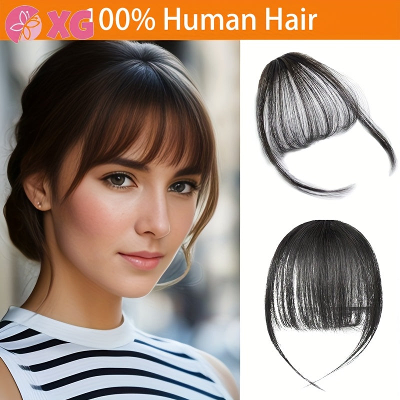 Full natural forehead French bangs patch for Women's real hair with sideburns and air bangs increased volume no marks lightweight and fluffy headband curtain