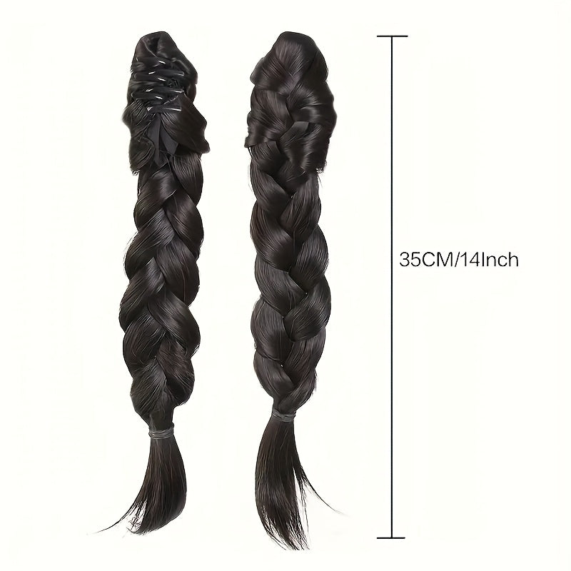 14 Inch High-Temperature Fiber Braided Ponytail Extensions - Straight Hair, Versatile Styling for All Hairstyles, Durable & Heat-Resistant, Sleek & Natural Look for Women, Hair Accessories