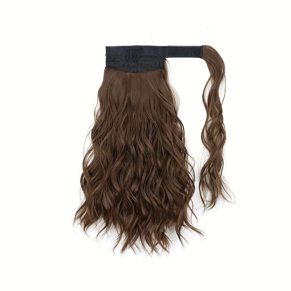 [Elegant Ponytail Extension] Elegant & Natural Look Synthetic Ponytail Extension for Women | Curly Wave Style | High-Temperature Fiber | Wrap-Around Magic Tape Design | Long Braid | Versatile & Easy to Attach | For All Occasions