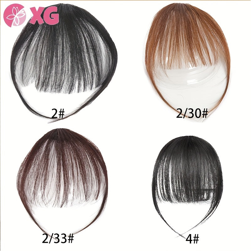 Full natural forehead French bangs patch for Women's real hair with sideburns and air bangs increased volume no marks lightweight and fluffy headband curtain