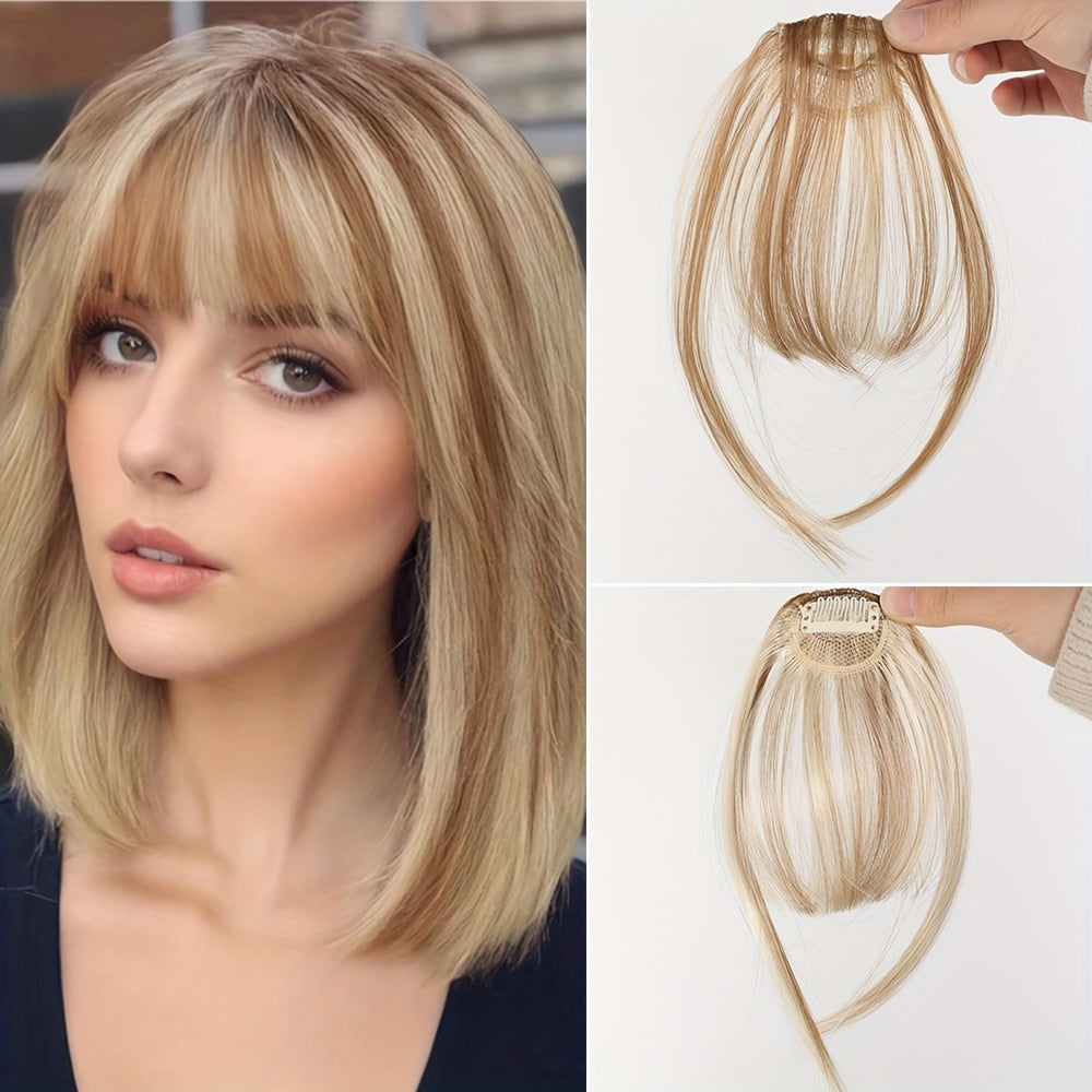 Women's Synthetic Straight Hair Clip-In Air Bangs – Light Invisible Hairpiece with One Clip, Heat Resistant Wig Accessory, Easy to Wear and Suitable for All - Basics Collection