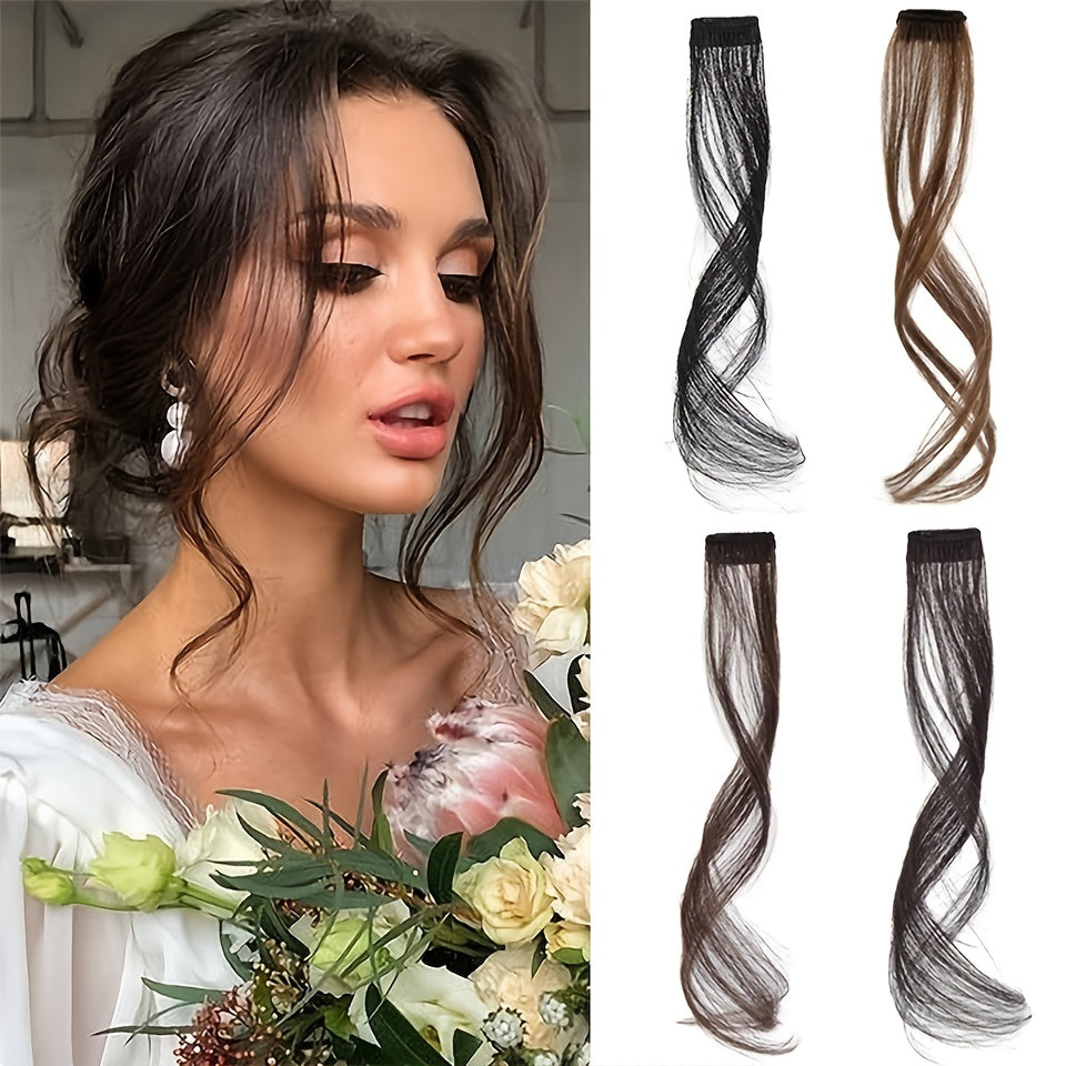 Elegant Clip-In Synthetic Bangs for Women - Natural Look Long Side Fringe Hair Extension, Elegant Style