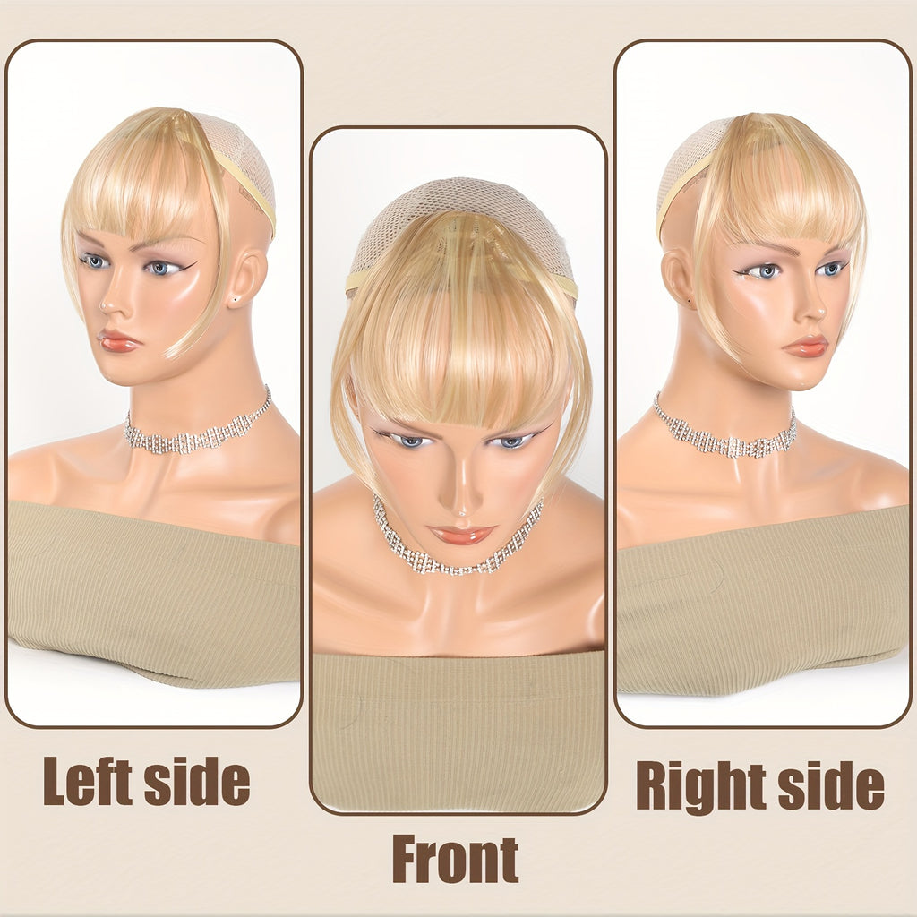 Women's Synthetic Straight Hair Clip-In Air Bangs – Light Invisible Hairpiece with One Clip, Heat Resistant Wig Accessory, Easy to Wear and Suitable for All - Basics Collection