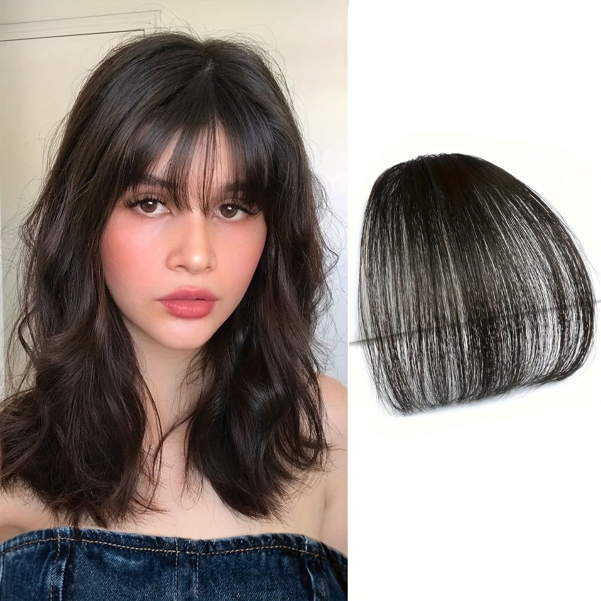 Women'S Synthetic Straight Bangs Hairpiece - Natural-Looking Air Bangs for Short Hair, Easy Clip-In Styling Accessory, Perfect for Everyday or Special Occasions, Hair Accessories, Versatile Hairpiece, Sleek Hairpiece, Secure Fit Hairpiece