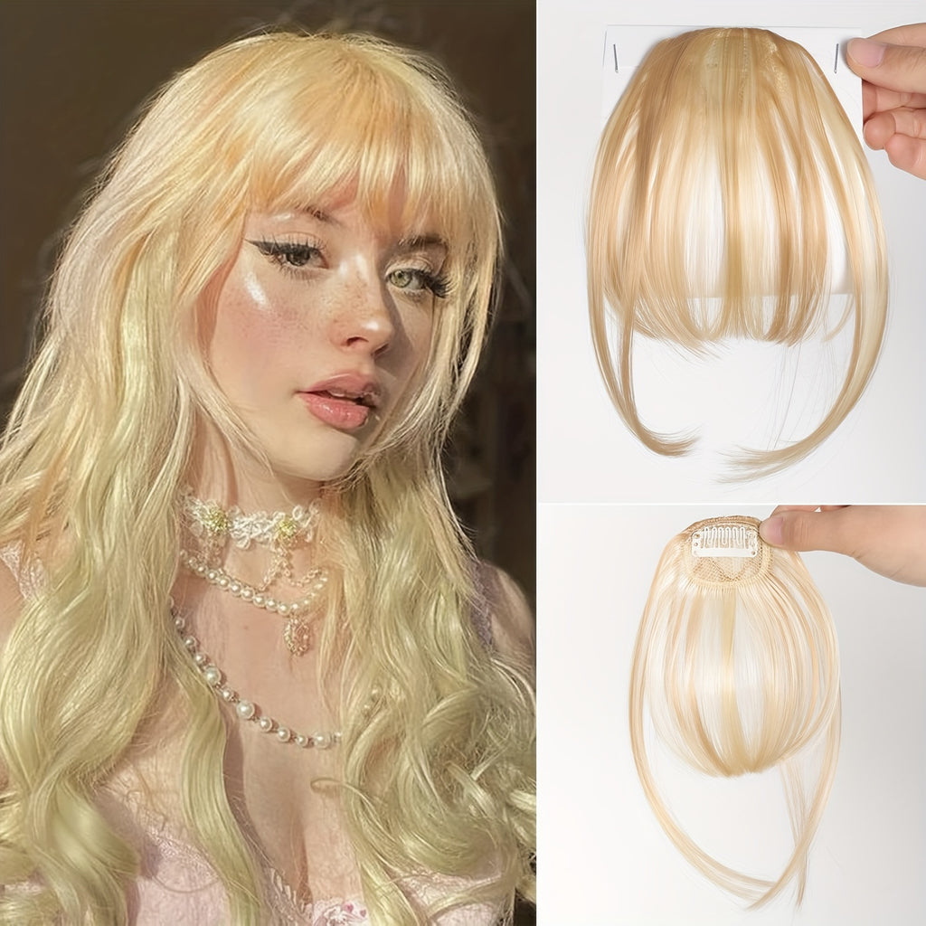 Women's Synthetic Straight Hair Clip-In Air Bangs – Light Invisible Hairpiece with One Clip, Heat Resistant Wig Accessory, Easy to Wear and Suitable for All - Basics Collection