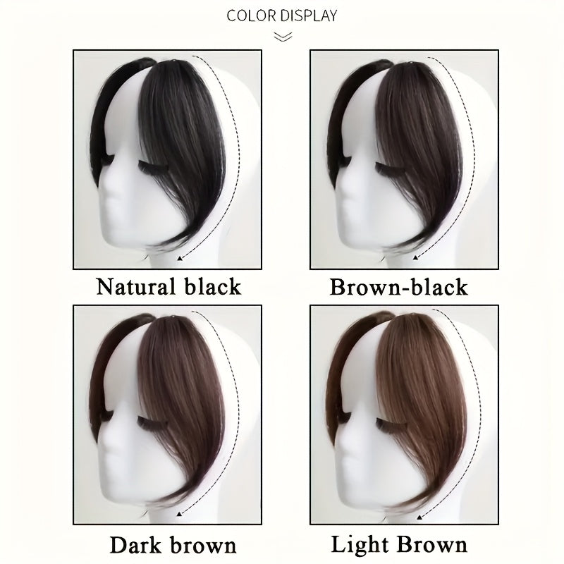 2pcs Elegant Clip-In Bangs for Women - Middle & Side Parted, High-Temperature Fiber, Straight Hairstyling, Suitable for All Hair Types, Easy to Attach &, Hair Accessory | Side Part Hairpiece | High-Temperature Fiber Hair