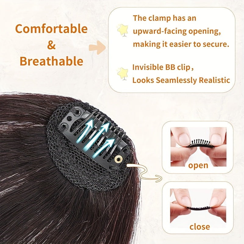 Women'S Straight Hair Bangs Clip-In Extensions, Basics Style, with Sideburns, for Easy to Wear and Natural Look