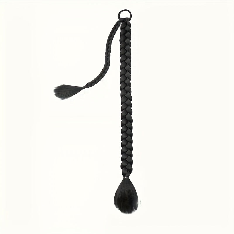 Women'S Synthetic Ponytail Extensions - Basics Style Straight Hair, Elastic Band Braids, Multiple Lengths (45.72/66.04/76.2 cm), Versatile for Christmas Wear