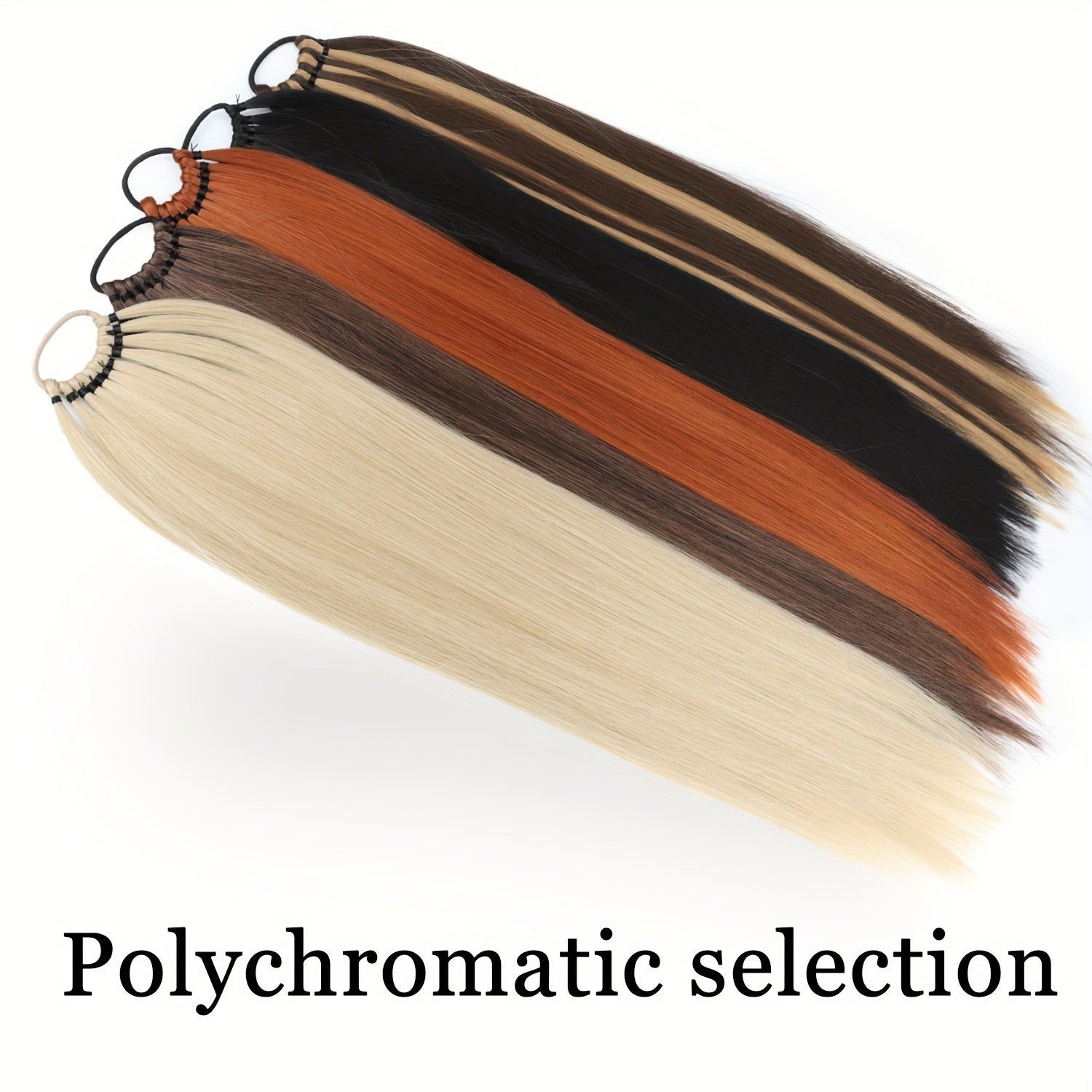 Long Straight Synthetic Hair Extensions - Elastic Ponytail with Hair Ties for Daily Use - Elegant Hair Accessories