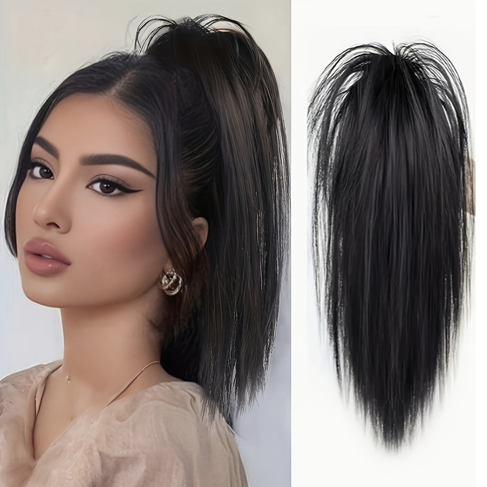[Natural Clip] Easy to Wear, Natural Look, Daily Use Hair Accessory, 1pc Synthetic Medium Long Straight Hair Clip, Women's Claw Clip Ponytail Extension