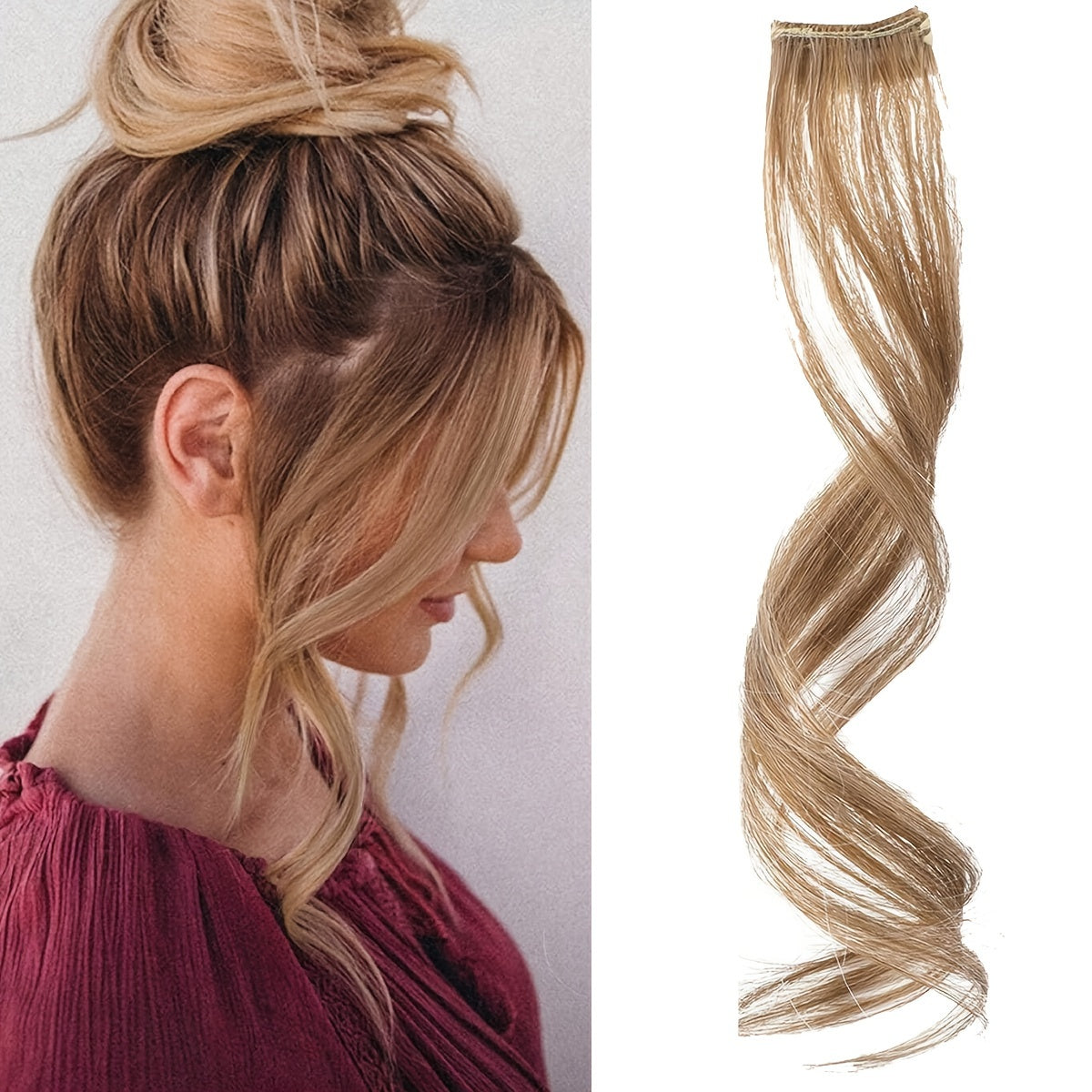 1pc Elegant Curly Wave Synthetic Side Bangs for Women, Clip-In Wavy Fringe Hairpiece, Long Hair Extensions Wig, DIY Styling Hair Accessory