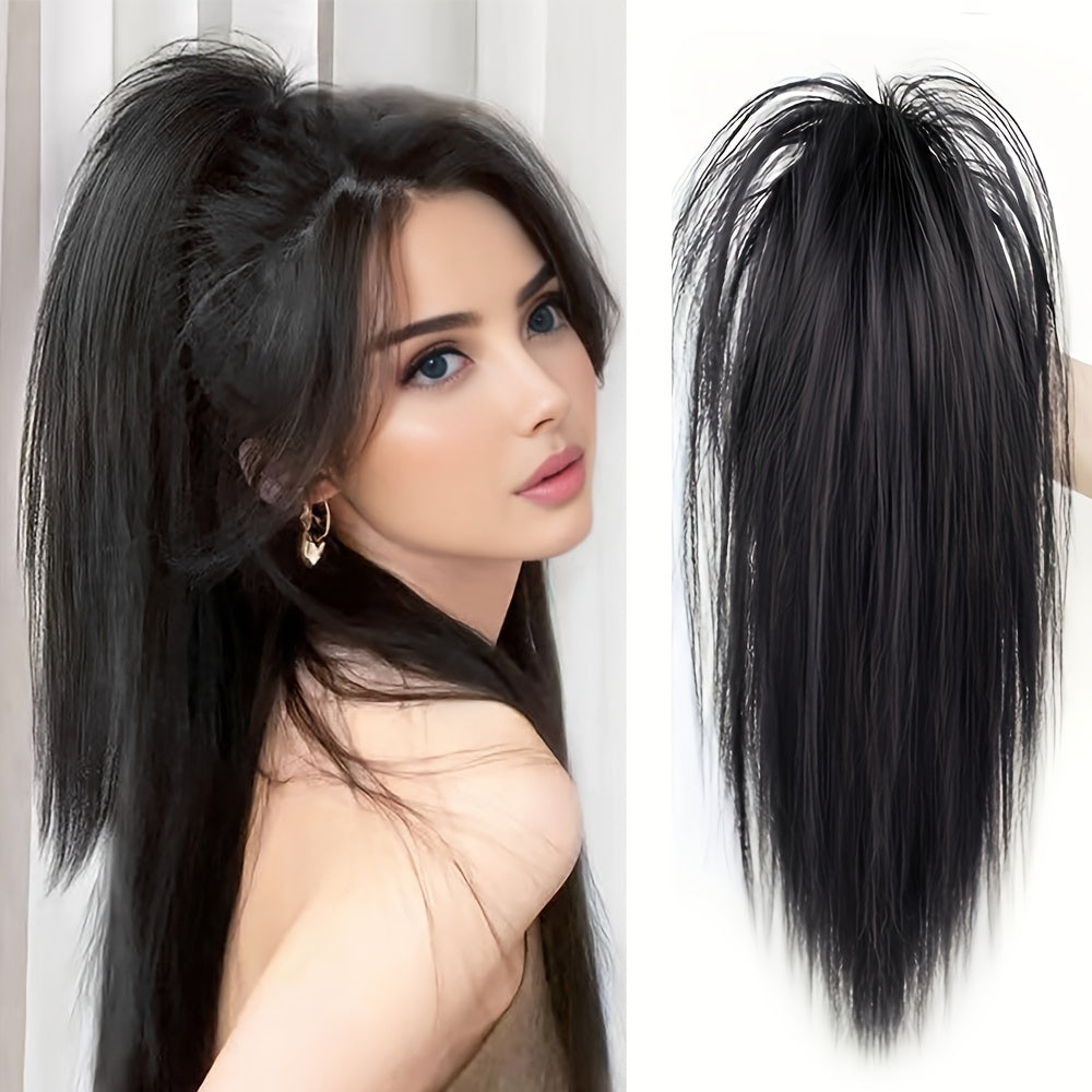 1pc Women'S Synthetic Claw Clip Ponytail Extension, Medium Long Straight Hair, Easy to Wear, Natural Look, Daily Use Hair Accessory