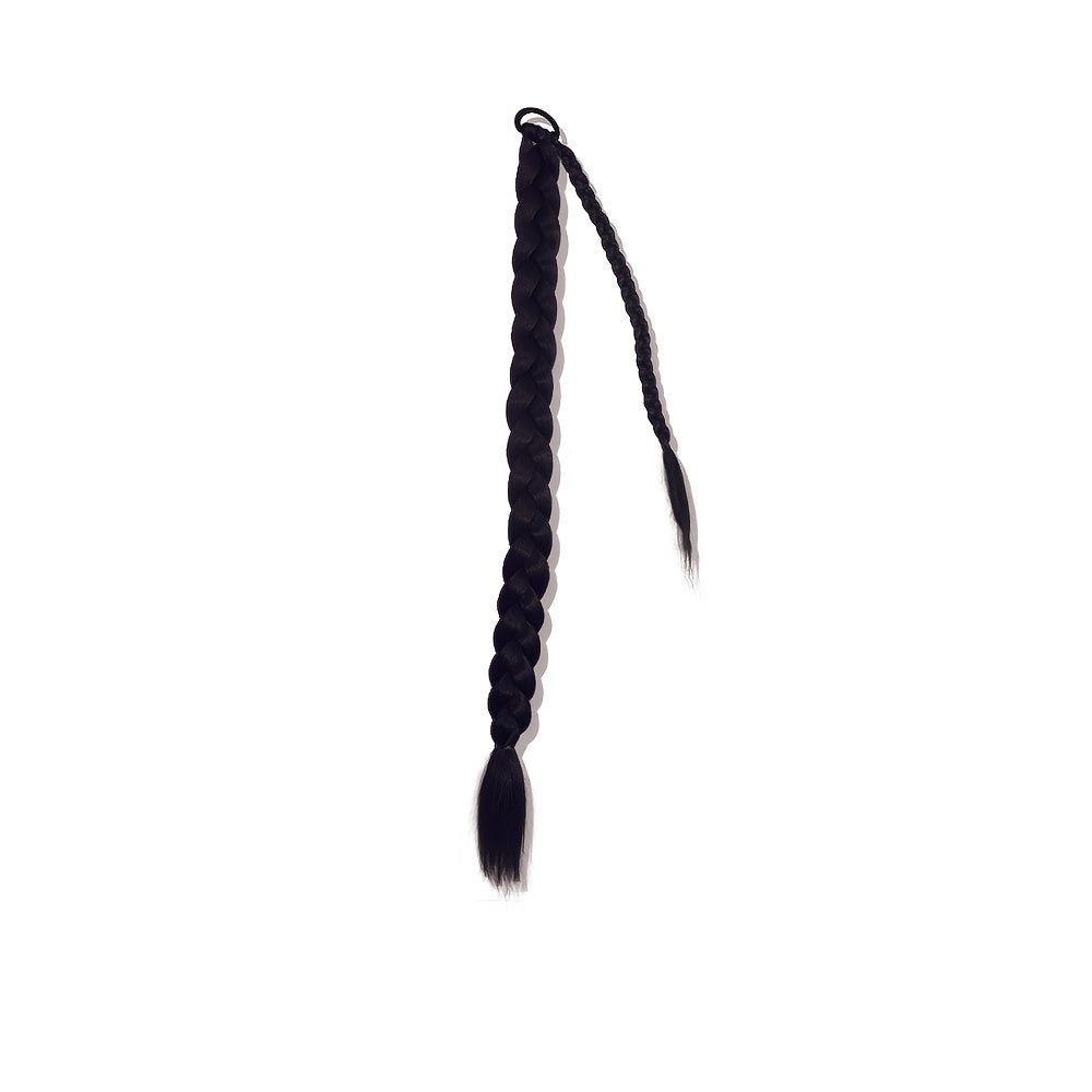 Women'S Synthetic Ponytail Extensions - Basics Style Straight Hair, Elastic Band Braids, Multiple Lengths (45.72/66.04/76.2 cm), Versatile for Christmas Wear
