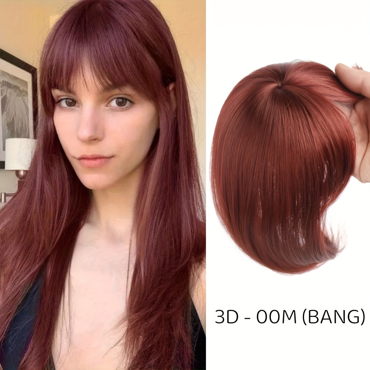 3D Clip-In Bangs Hair Extensions for Women - Straight Hair Topper for Thinning Hair & Hair Loss - Natural Look, Easy Application, Versatile Styling Options, Secure Clips for Asian Women, Natural Appearance