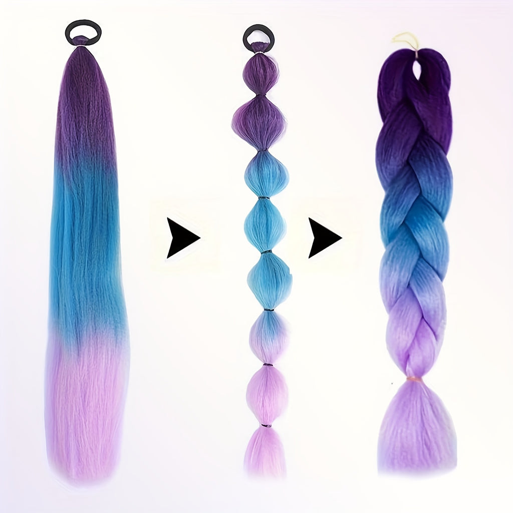 2 Pack Blue Gradient Synthetic Ponytail Extensions with Elastic Tie Band - Realistic Straight Hairpieces for Women & Girls, Cosplay, Dress Up, Hair Wigs, Hair Accessories, Stylish Hair Accessory, Secure Fit Hairpiece