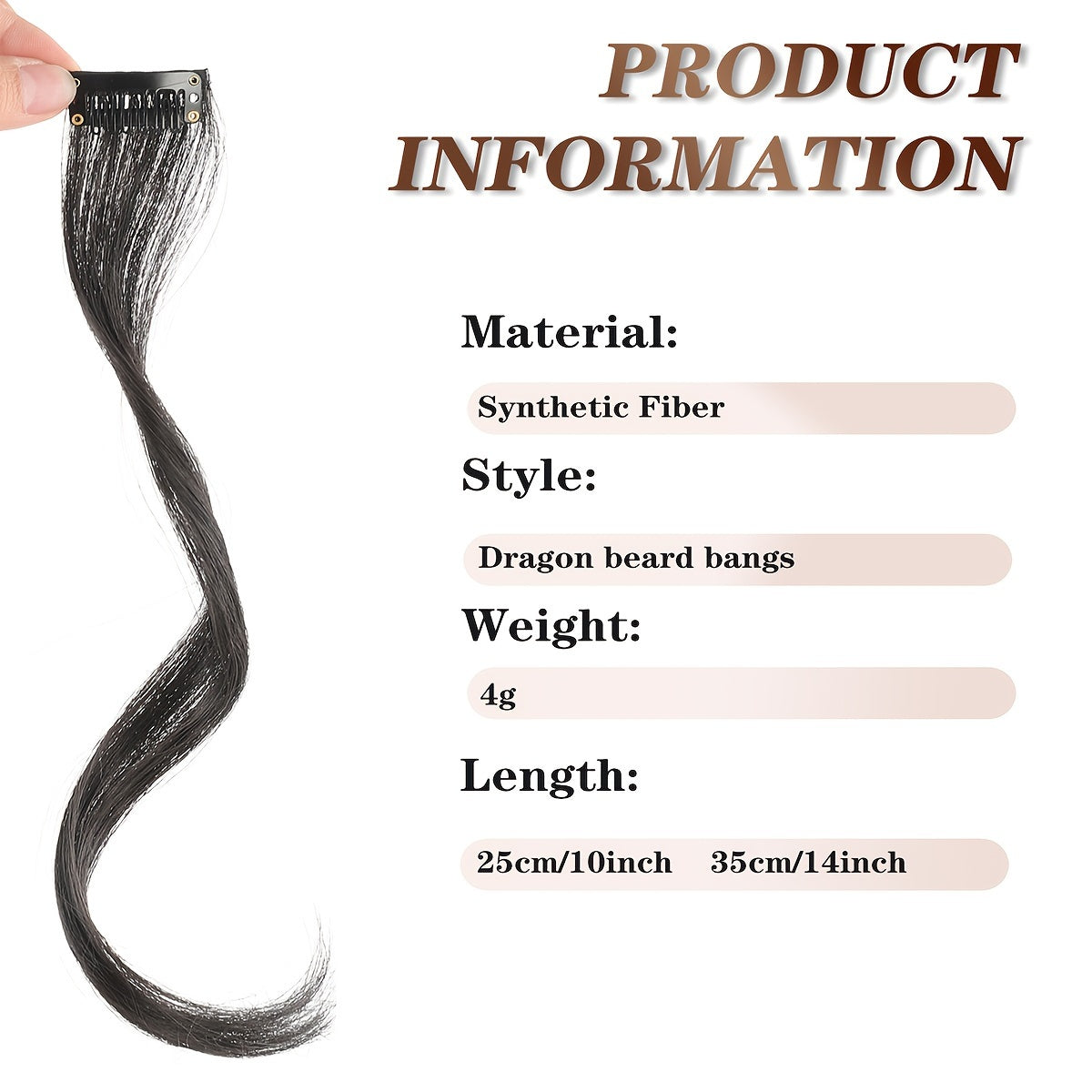 1pc Elegant Curly Wave Synthetic Side Bangs for Women, Clip-In Wavy Fringe Hairpiece, Long Hair Extensions Wig, DIY Styling Hair Accessory