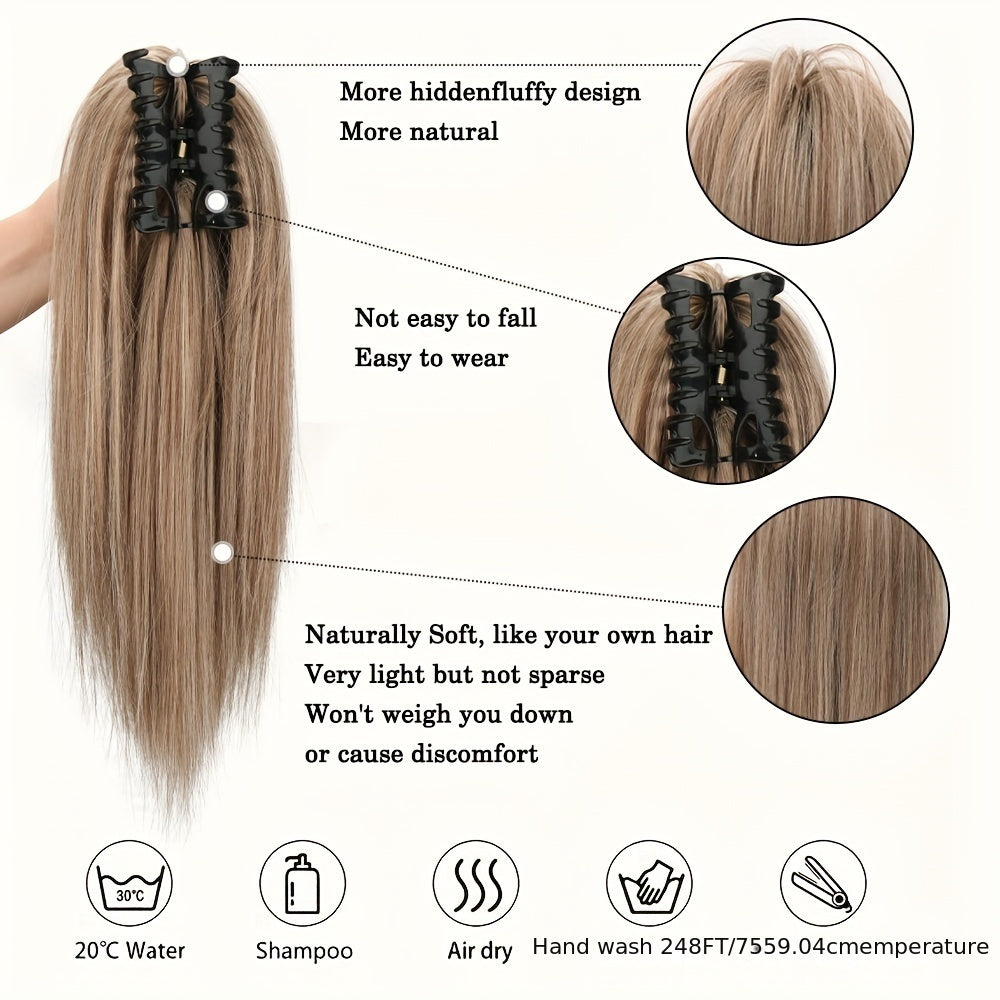 1pcs 40.64cm Messy Short Straight Ponytail Synthetic Claw Clip Ponytail Hair Extensions Claw Clip Messy Hair Bun Hairpiece For Women Hair Accessories Halloween Christmas