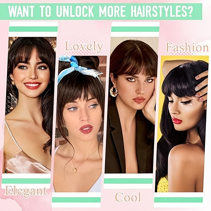 Goddess Clip-On Bangs Hair Extension for Women - Straight, Natural-Looking Fullness, Versatile for Daily Wear & Special Occasions, Easy to Style, Daily Hairpiece | Straight Hairpiece | Secure Clip-In