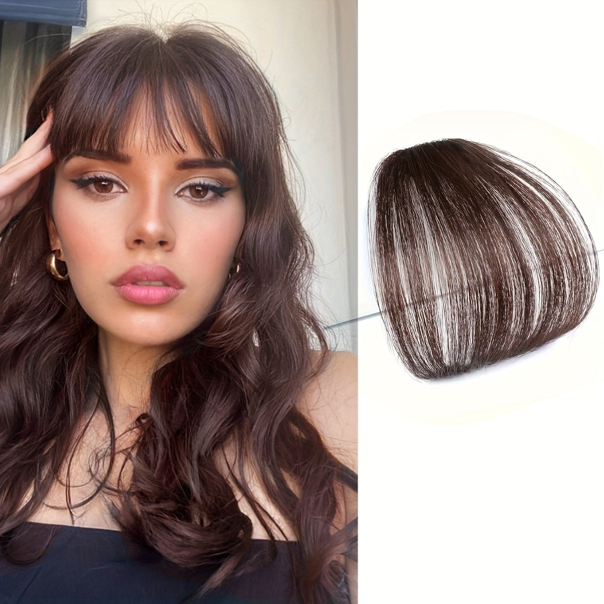 Women'S Synthetic Straight Bangs Hairpiece - Natural-Looking Air Bangs for Short Hair, Easy Clip-In Styling Accessory, Perfect for Everyday or Special Occasions, Hair Accessories, Versatile Hairpiece, Sleek Hairpiece, Secure Fit Hairpiece