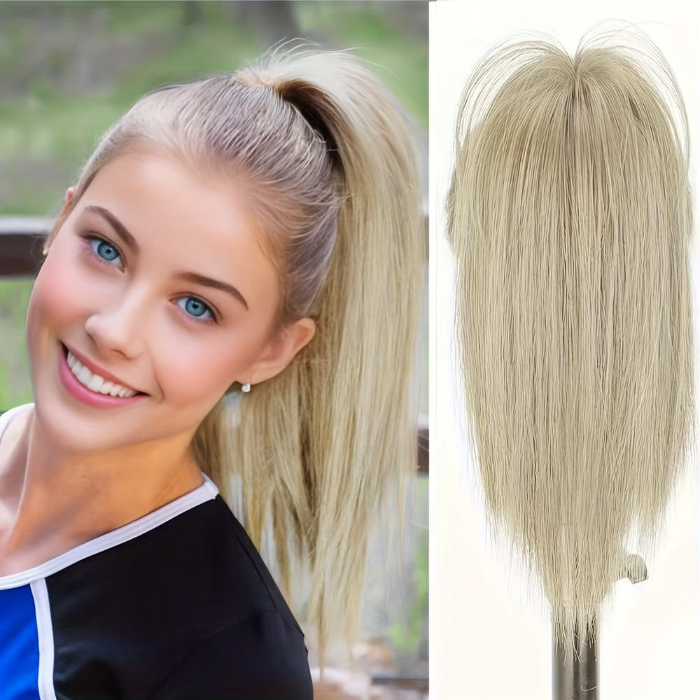 1pc Women'S Synthetic Claw Clip Ponytail Extension, Medium Long Straight Hair, Easy to Wear, Natural Look, Daily Use Hair Accessory