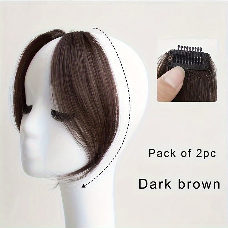 2pcs Invisible Clip-In Bangs Wig - Seamless Synthetic Hair Extensions for Volume, Natural Look, High-Temperature Fiber, Straight Hairpieces for Women, Versatile Styling Accessories, Hair Wig