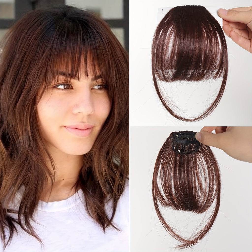 Women's Synthetic Straight Hair Clip-In Air Bangs – Light Invisible Hairpiece with One Clip, Heat Resistant Wig Accessory, Easy to Wear and Suitable for All - Basics Collection