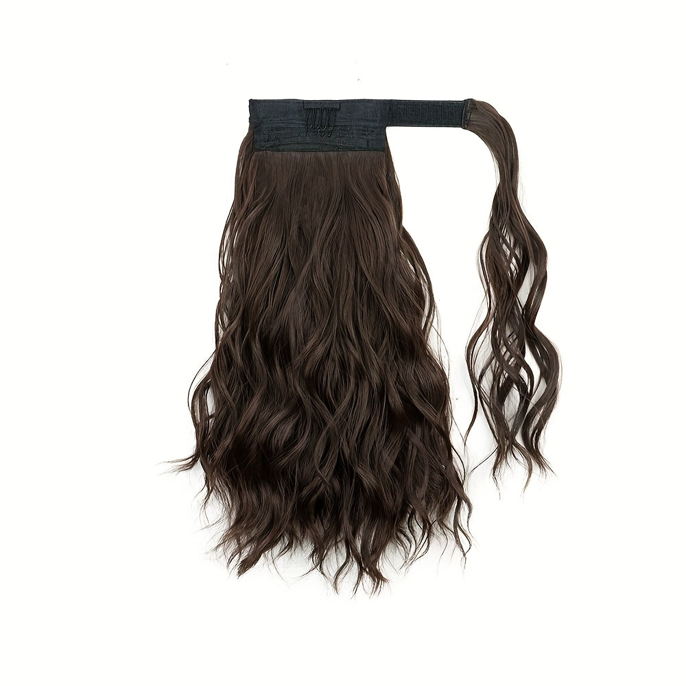 [Elegant Ponytail Extension] Elegant & Natural Look Synthetic Ponytail Extension for Women | Curly Wave Style | High-Temperature Fiber | Wrap-Around Magic Tape Design | Long Braid | Versatile & Easy to Attach | For All Occasions