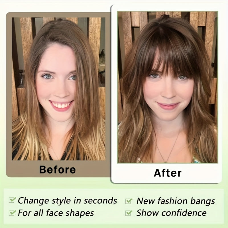 Goddess Clip-On Bangs Hair Extension for Women - Straight, Natural-Looking Fullness, Versatile for Daily Wear & Special Occasions, Easy to Style, Daily Hairpiece | Straight Hairpiece | Secure Clip-In