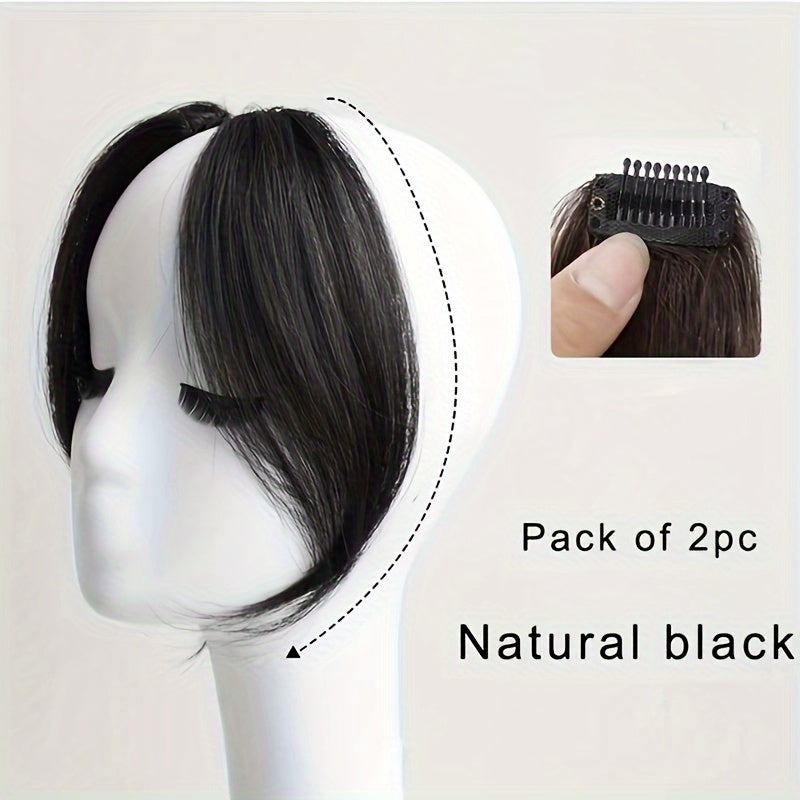 2pcs Invisible Clip-In Bangs Wig - Seamless Synthetic Hair Extensions for Volume, Natural Look, High-Temperature Fiber, Straight Hairpieces for Women, Versatile Styling Accessories, Hair Wig