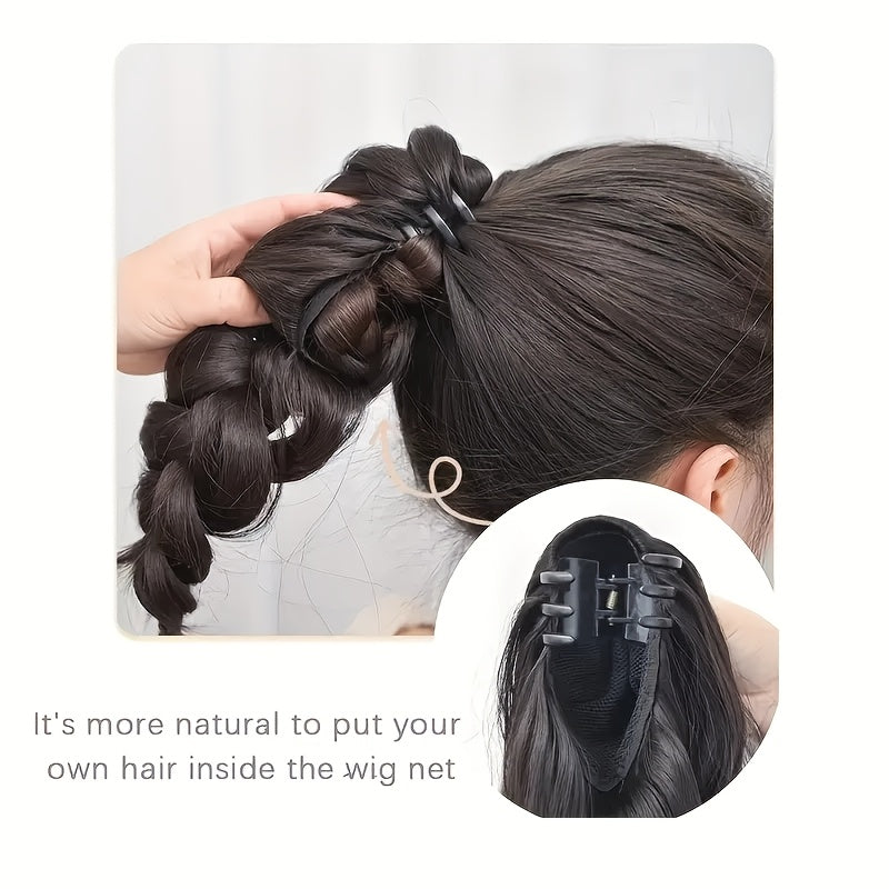 14 Inch High-Temperature Fiber Braided Ponytail Extensions - Straight Hair, Versatile Styling for All Hairstyles, Durable & Heat-Resistant, Sleek & Natural Look for Women, Hair Accessories