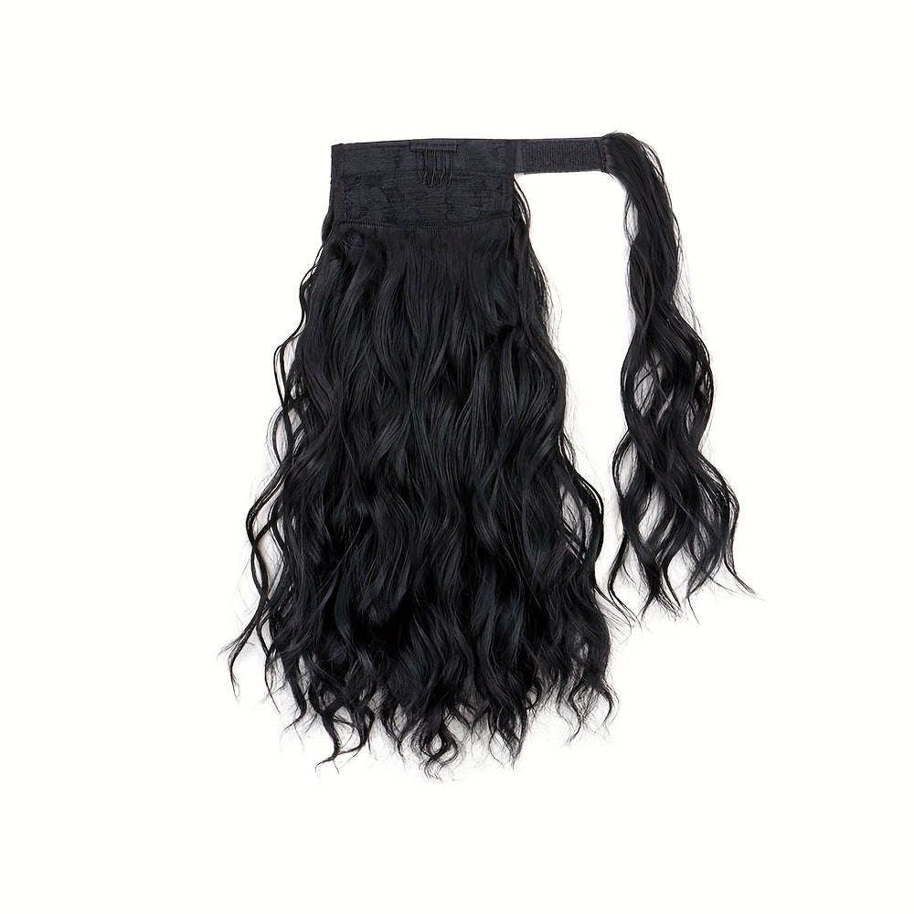 [Elegant Ponytail Extension] Elegant & Natural Look Synthetic Ponytail Extension for Women | Curly Wave Style | High-Temperature Fiber | Wrap-Around Magic Tape Design | Long Braid | Versatile & Easy to Attach | For All Occasions