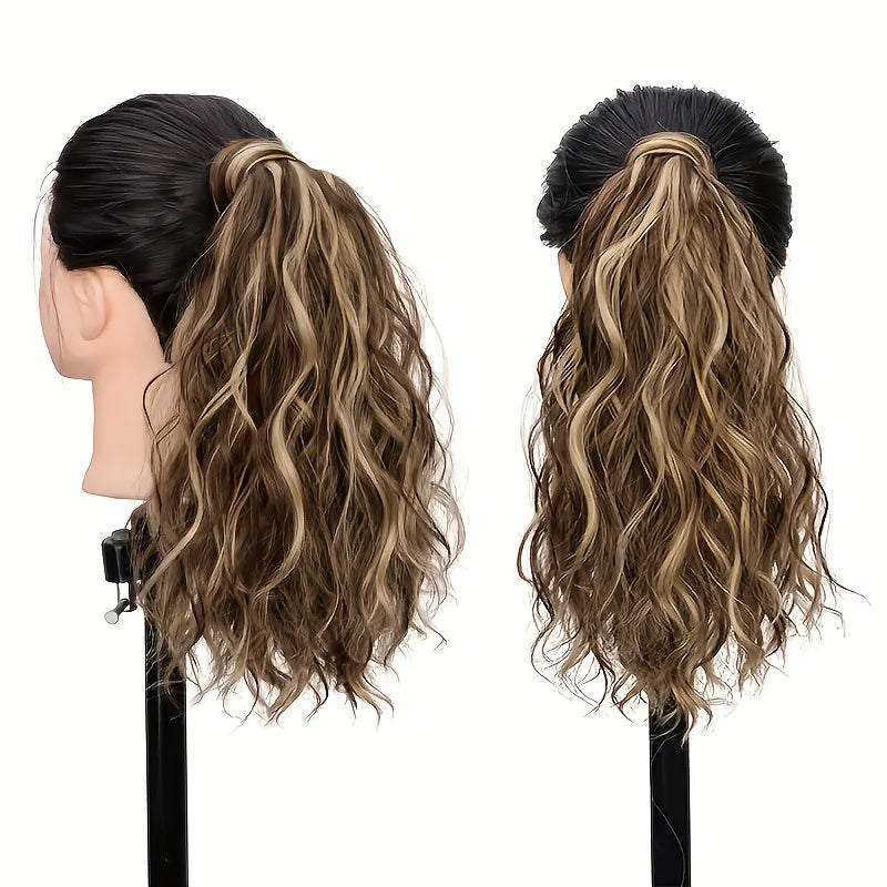 [Elegant Ponytail Extension] Elegant & Natural Look Synthetic Ponytail Extension for Women | Curly Wave Style | High-Temperature Fiber | Wrap-Around Magic Tape Design | Long Braid | Versatile & Easy to Attach | For All Occasions