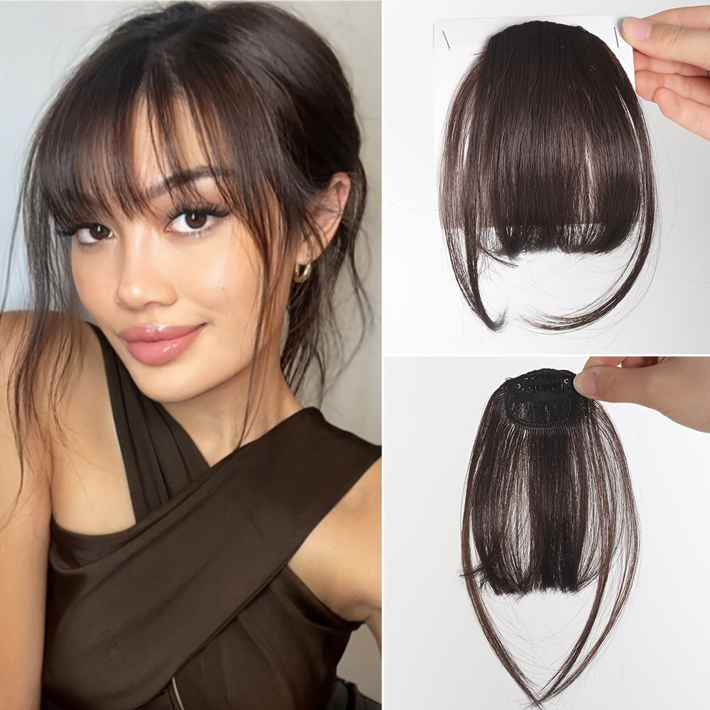 Women's Synthetic Straight Hair Clip-In Air Bangs – Light Invisible Hairpiece with One Clip, Heat Resistant Wig Accessory, Easy to Wear and Suitable for All - Basics Collection