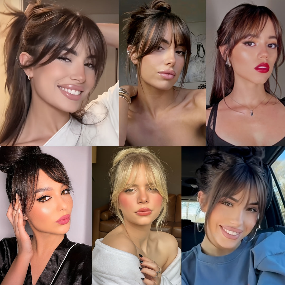 Chic Look| Elegant Brown & Blonde Clip-In Bangs Wig for Women - Fluffy Synthetic Hair with Natural Side Fringe, High-Temperature Resistant, Versatile Styling Options, Short Hair Wig