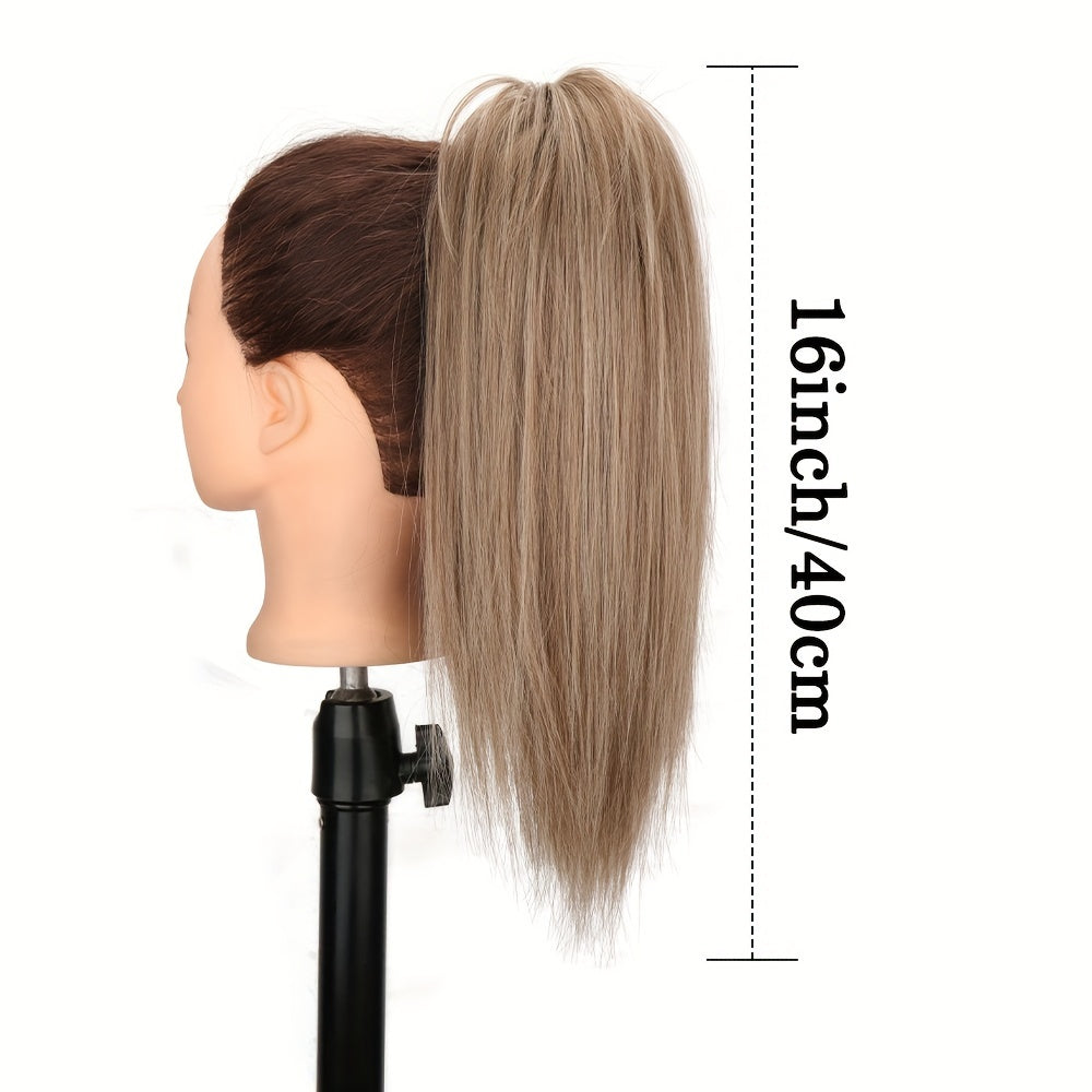 1pcs 40.64cm Messy Short Straight Ponytail Synthetic Claw Clip Ponytail Hair Extensions Claw Clip Messy Hair Bun Hairpiece For Women Hair Accessories Halloween Christmas