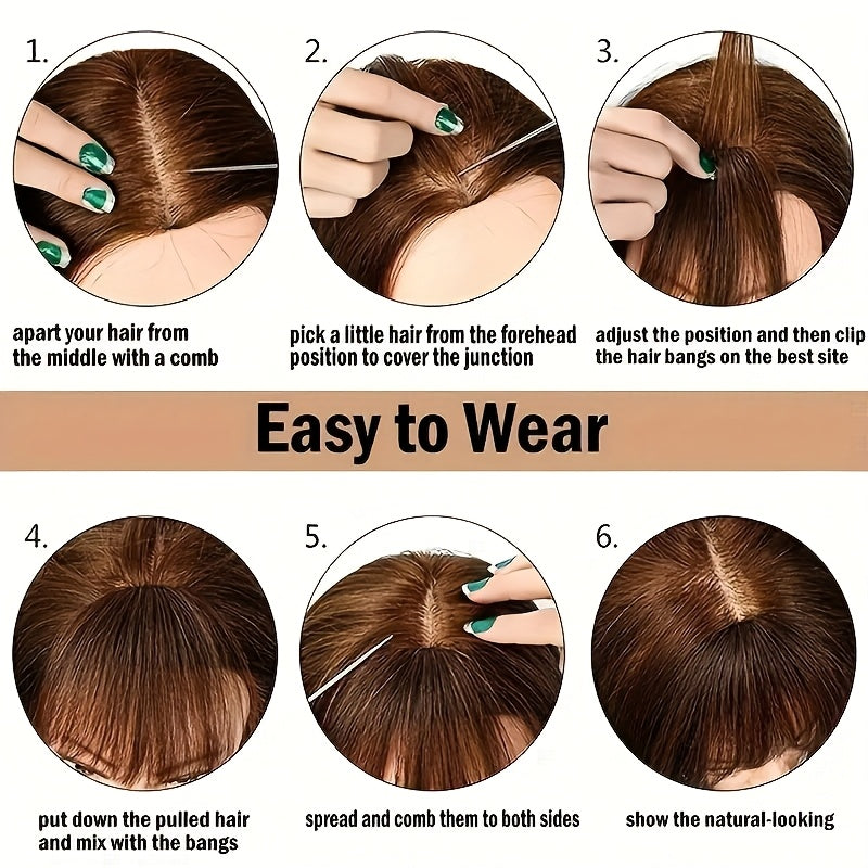 Women'S Straight Hair Bangs Clip-In Extensions, Basics Style, with Sideburns, for Easy to Wear and Natural Look