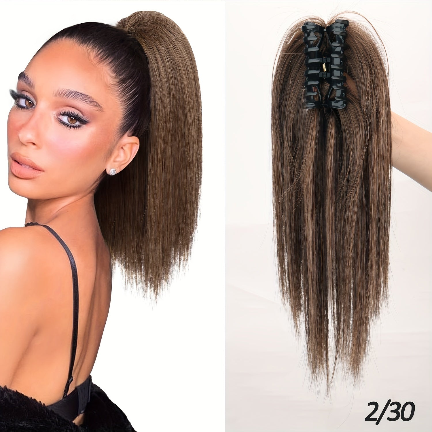 1pcs 40.64cm Messy Short Straight Ponytail Synthetic Claw Clip Ponytail Hair Extensions Claw Clip Messy Hair Bun Hairpiece For Women Hair Accessories Halloween Christmas