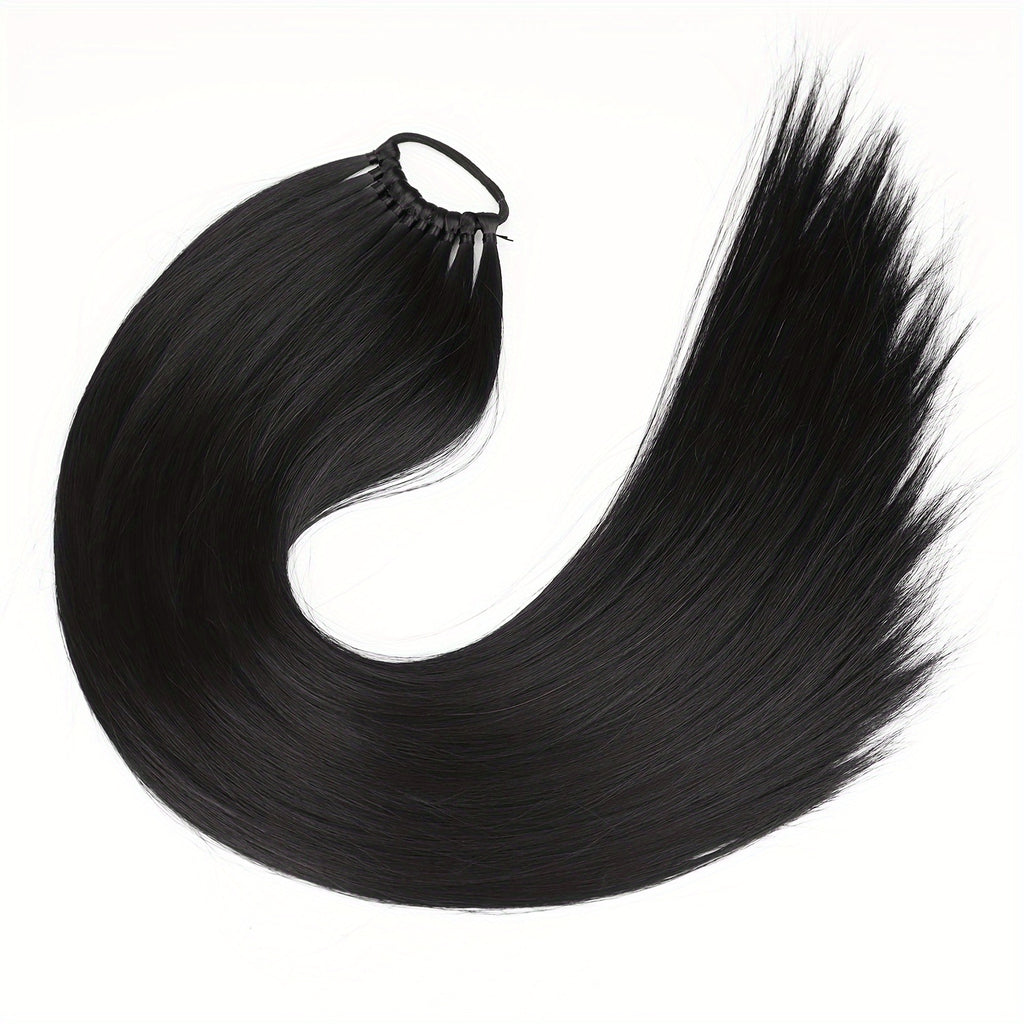 Long Straight Synthetic Hair Extensions - Elastic Ponytail with Hair Ties for Daily Use - Elegant Hair Accessories