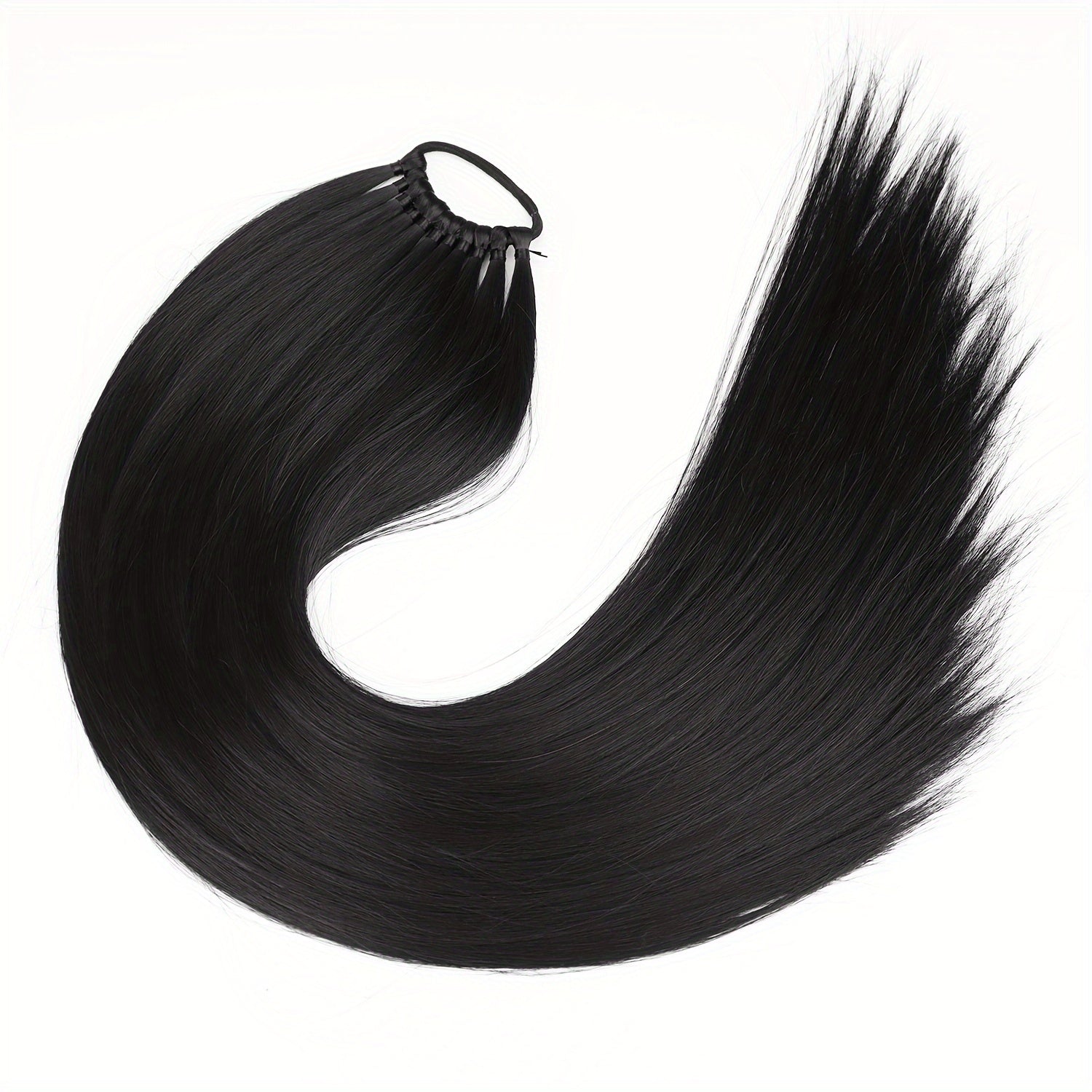 Long Straight Synthetic Hair Extensions - Elastic Ponytail with Hair Ties for Daily Use - Elegant Hair Accessories