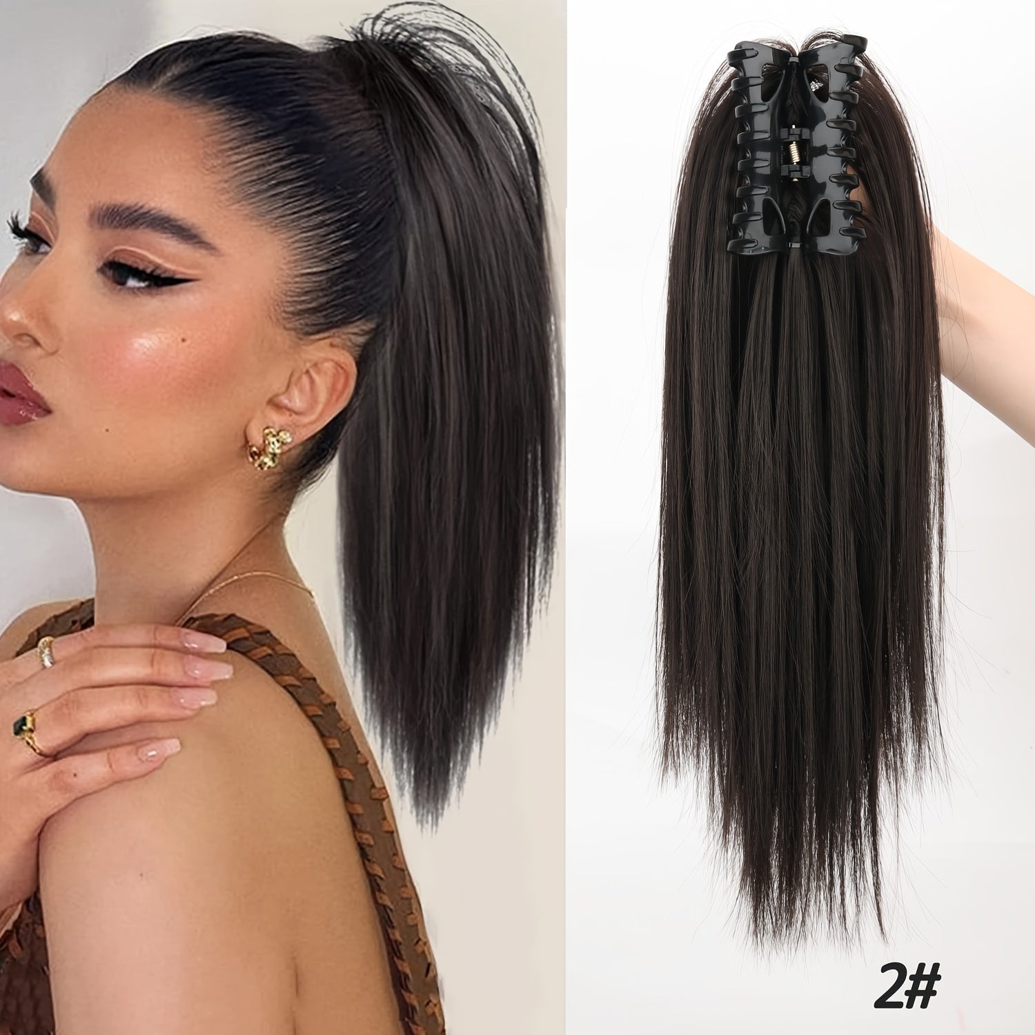 1pcs 40.64cm Messy Short Straight Ponytail Synthetic Claw Clip Ponytail Hair Extensions Claw Clip Messy Hair Bun Hairpiece For Women Hair Accessories Halloween Christmas